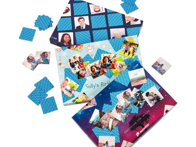 Bei der Verheiratung füllen wir Ihr gestanztes Fotopuzzle in die Geschenkbox.